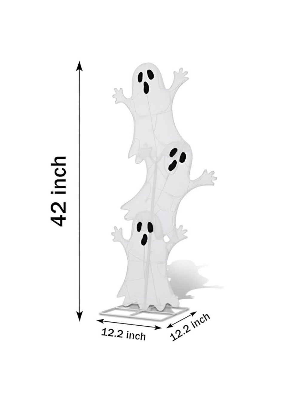 Halloween Lighted 3 Stacked Ghosts, 42’’ H Pre-Lit Lighted Ghosts - Picture 2 of 7